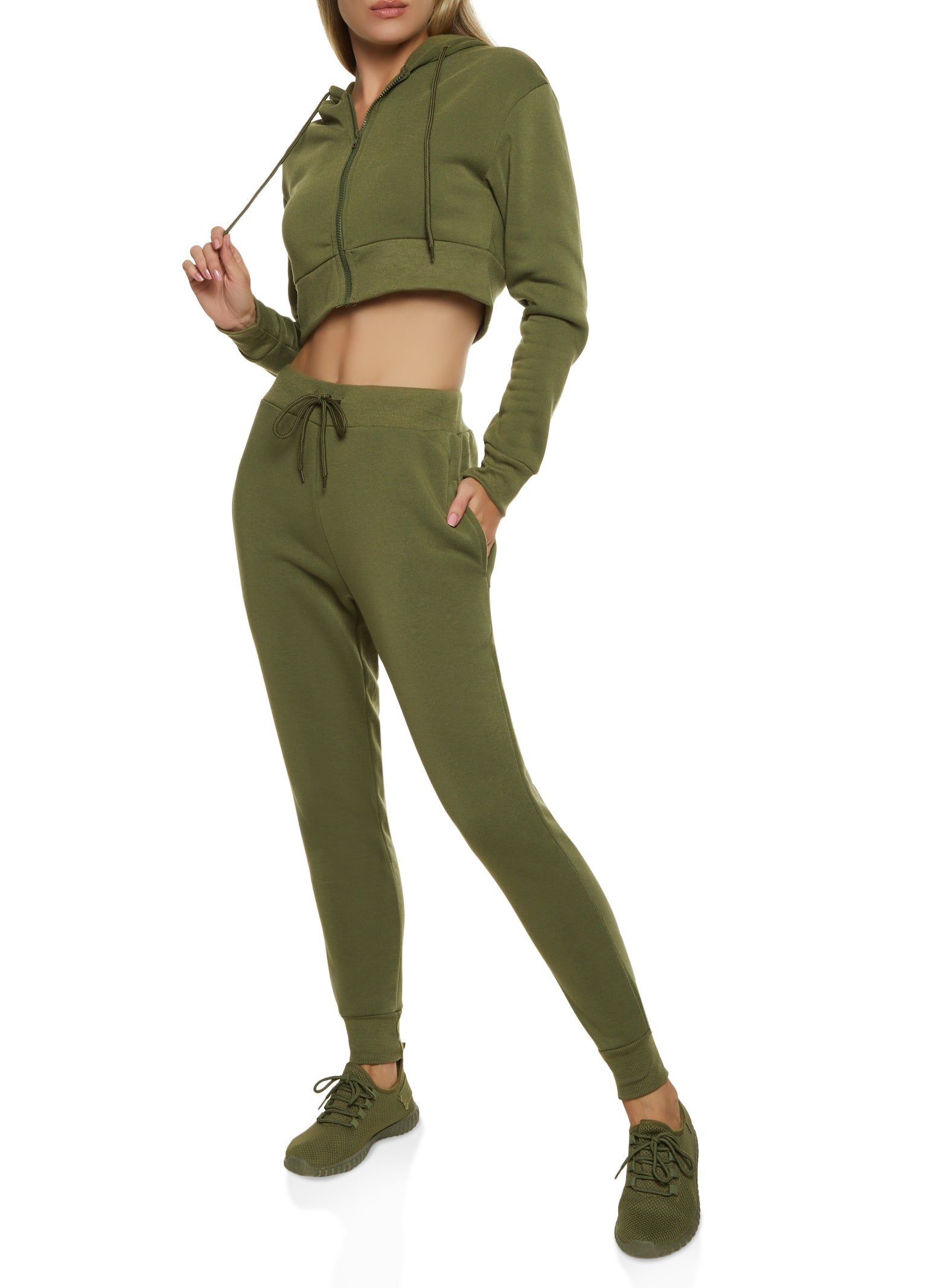 Fleece Zip Up Cropped Hoodie sold by Rainbow product image thumbnail 2