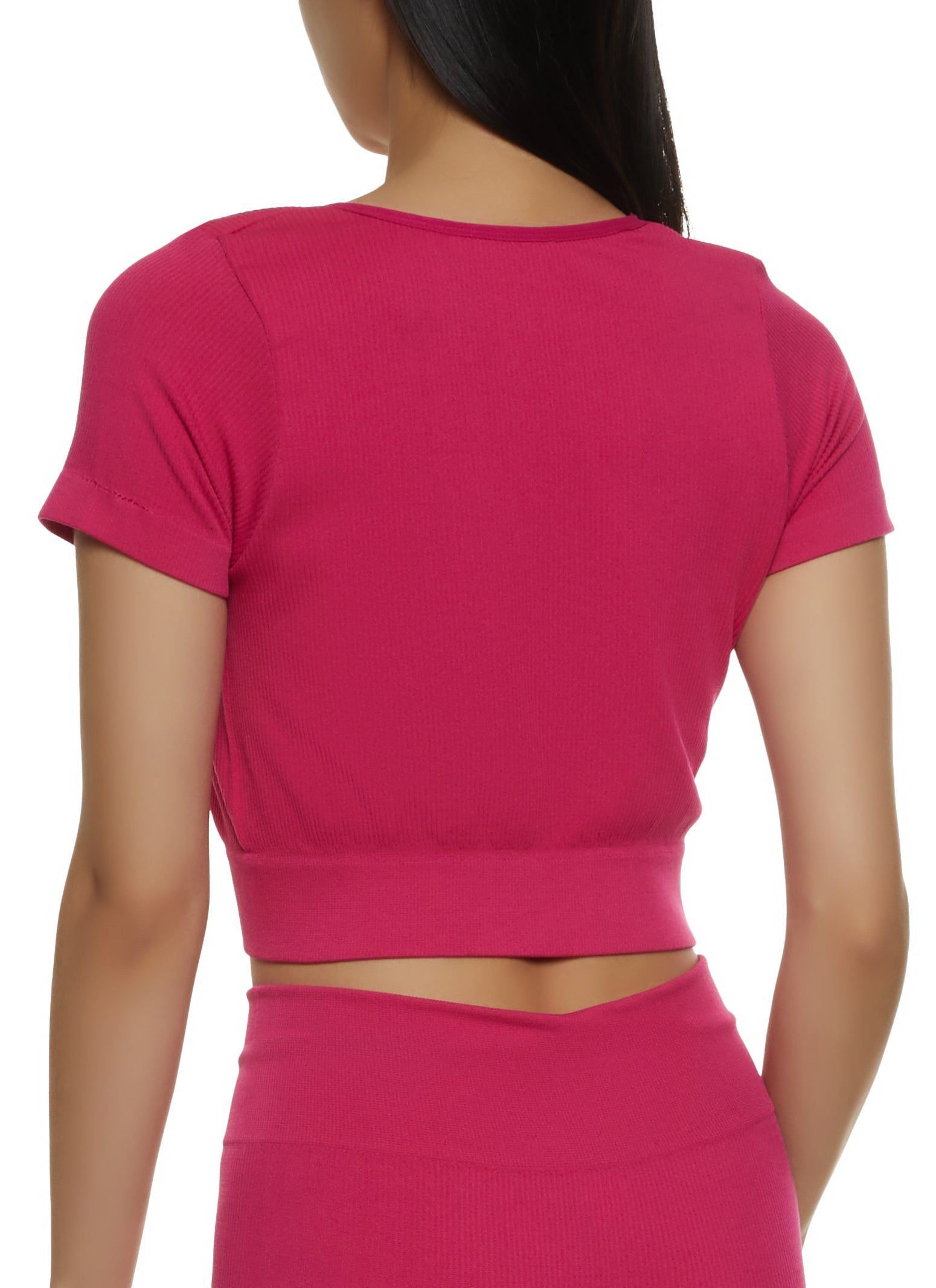 Ribbed Knit Half Zip Crop Top sold by Rainbow product image thumbnail 3