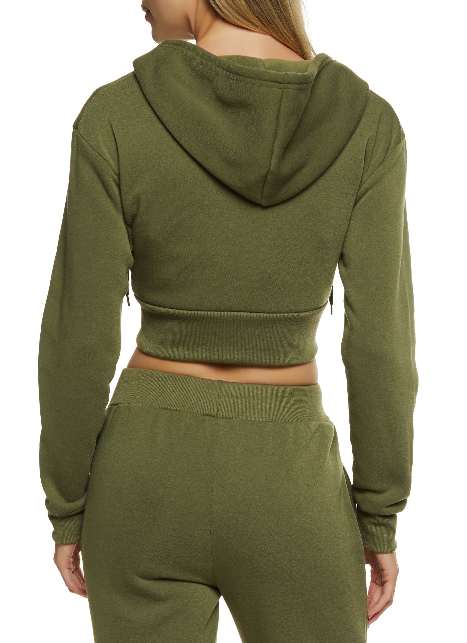 Fleece Zip Up Cropped Hoodie sold by Rainbow product image thumbnail 3