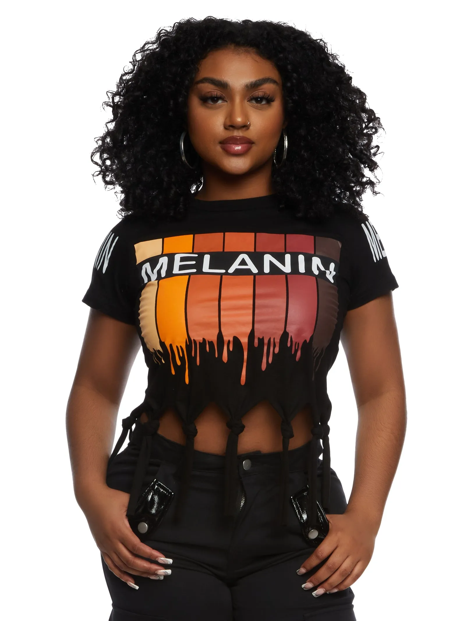 Melanin Drip Knot Hem Graphic Tee sold by Rainbow