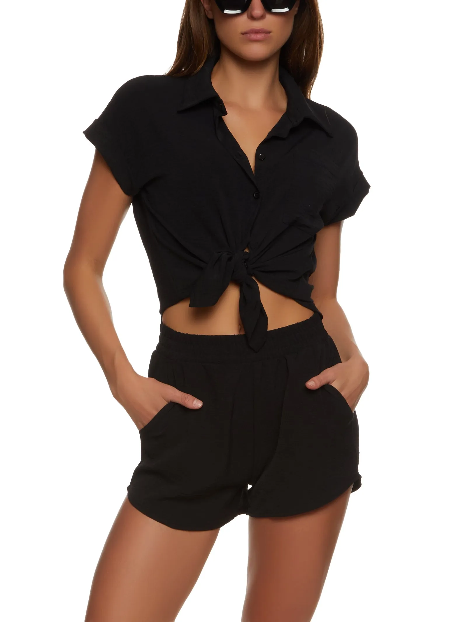 Airy Crepe Knit Button Front Shirt sold by Rainbow product image thumbnail 2