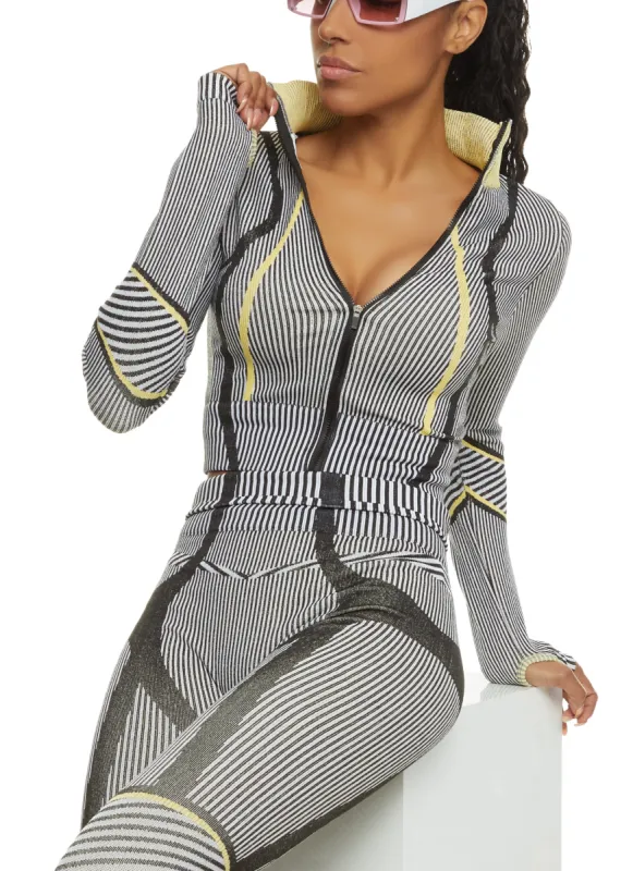 Seamless Striped Zip Front Track Jacket sold by Rainbow
