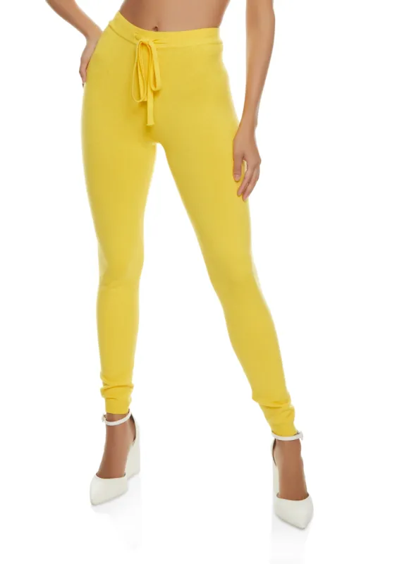 Ribbed High Waist Drawstring Leggings sold by Rainbow