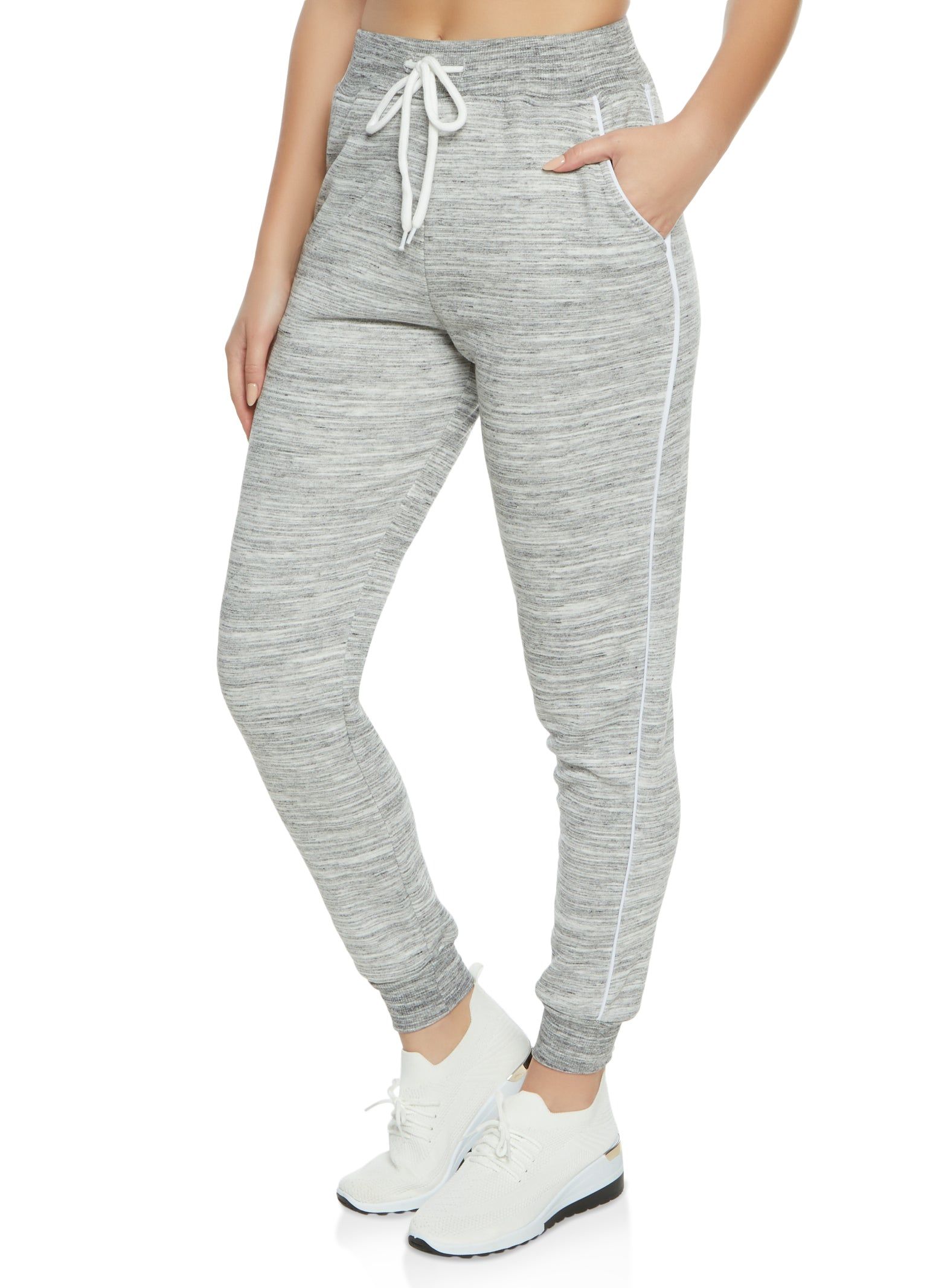 Marled Contrast Side Trim Joggers sold by Rainbow