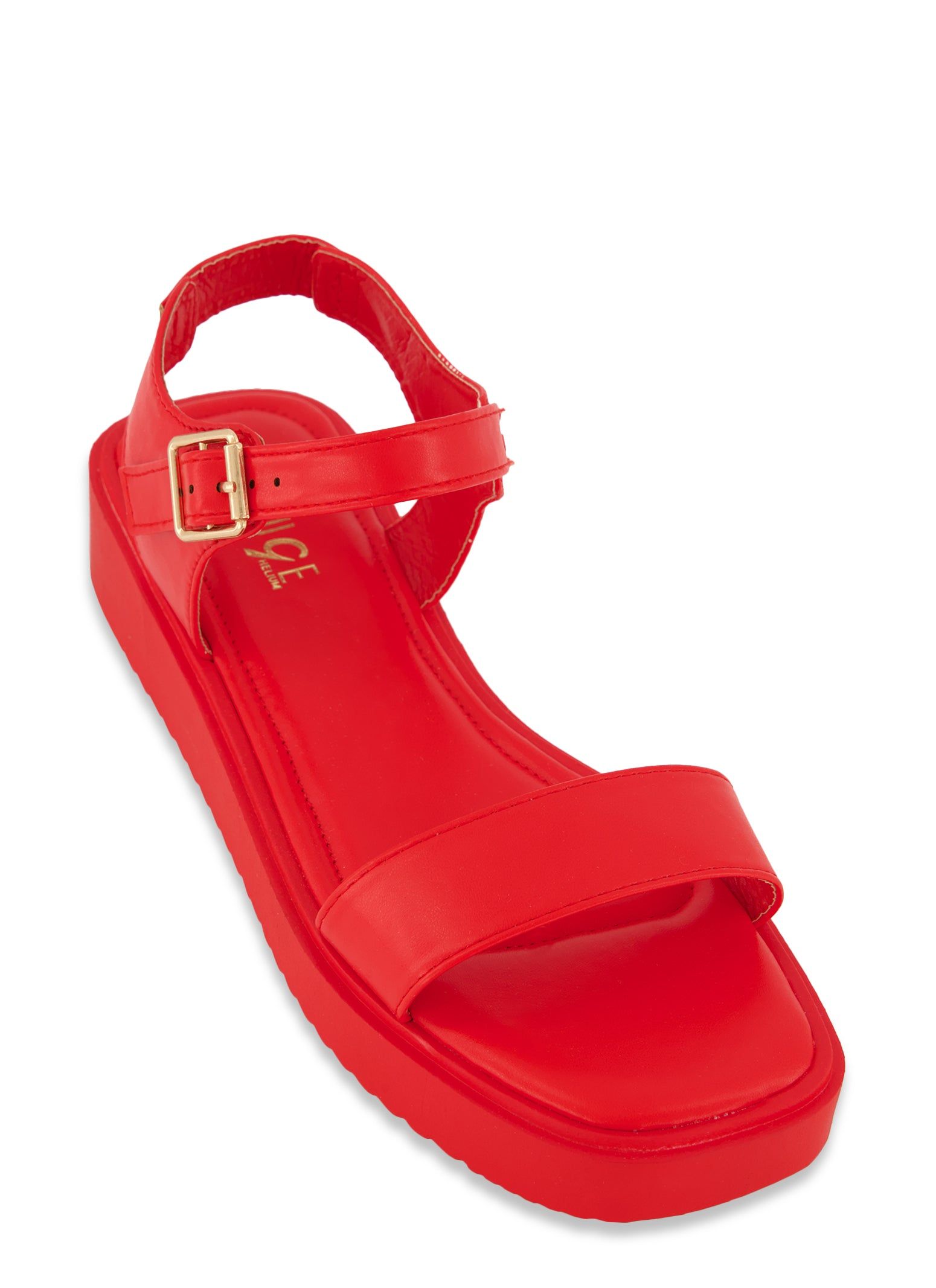 Solid Ankle Strap Flatform Sandals sold by Rainbow