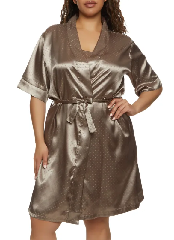 Plus Size Satin Nightgown with Robe sold by Rainbow