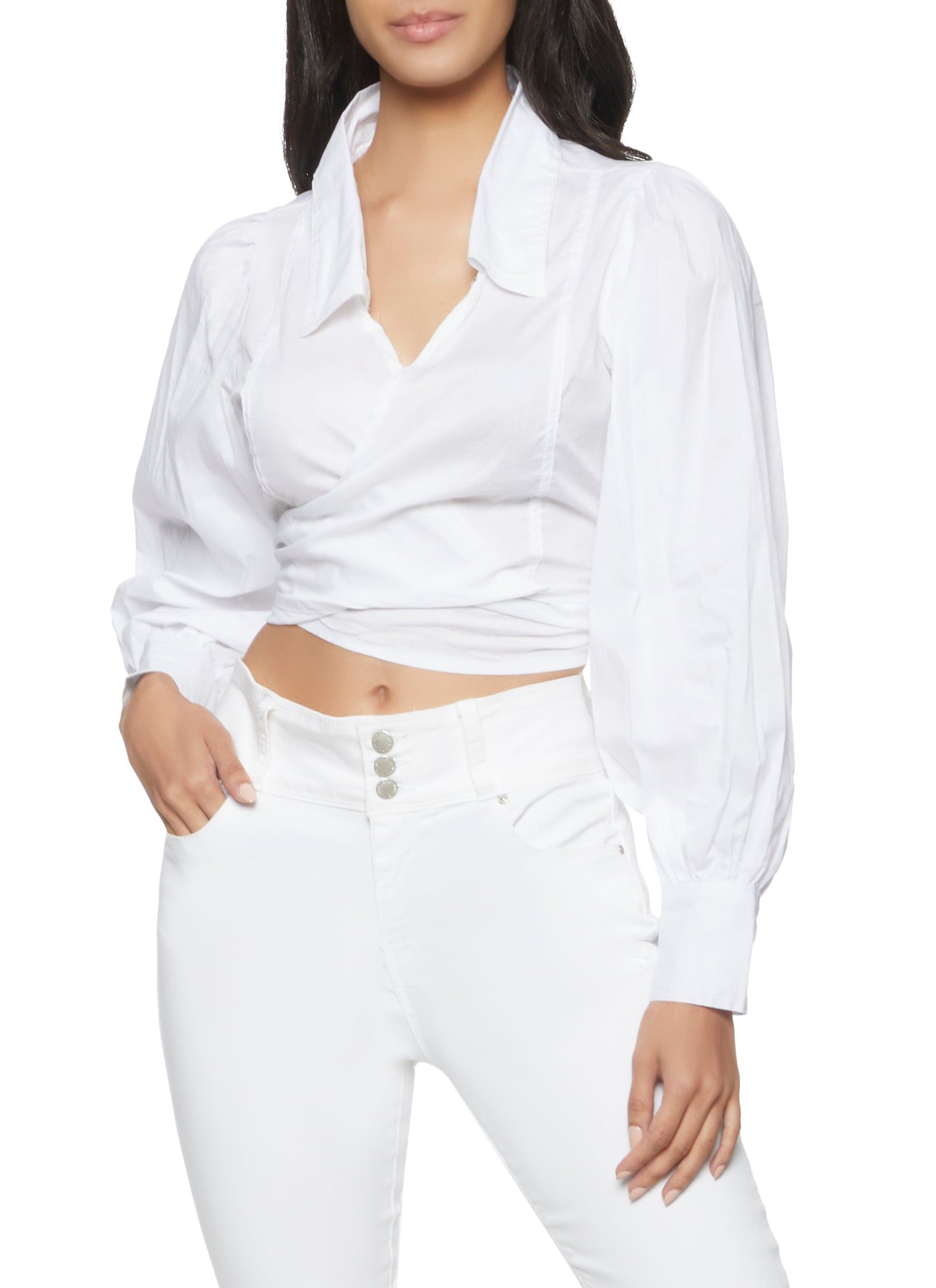 Smocked Poplin Wrap Top sold by Rainbow