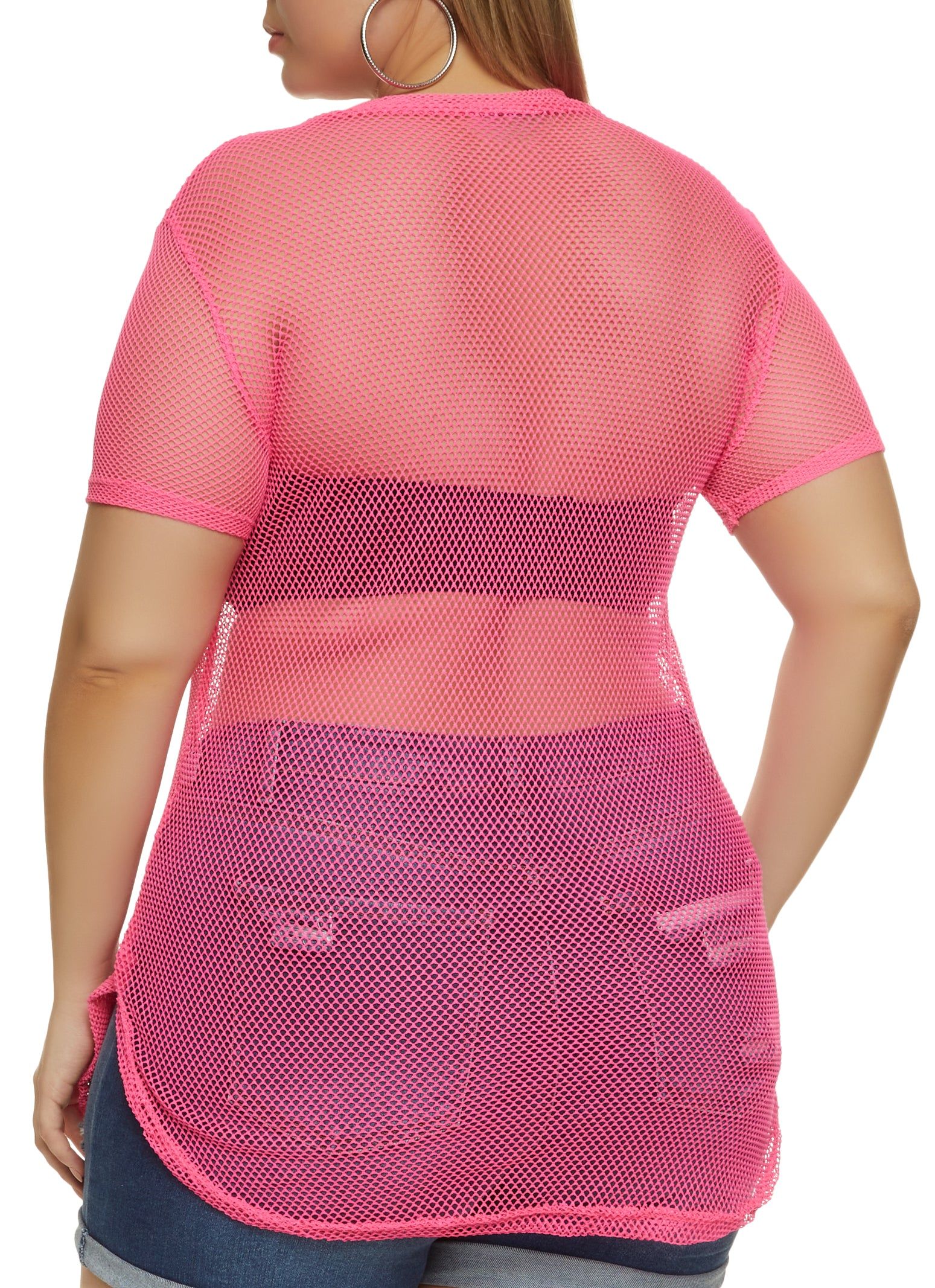 Plus Size Fishnet Short Sleeve Top sold by Rainbow product image thumbnail 2