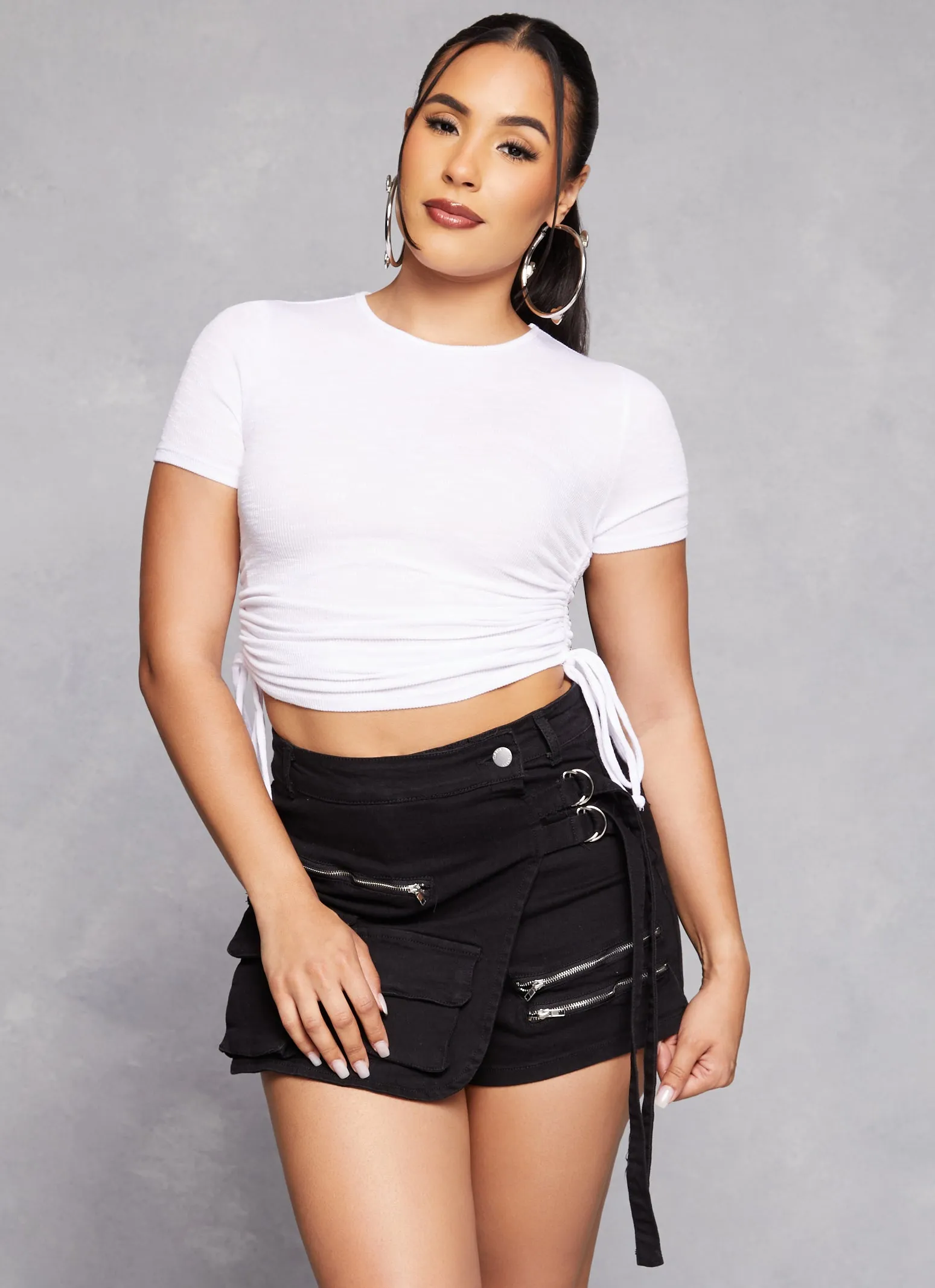 Ruched Side Tie Cropped Tee sold by Rainbow product image thumbnail 2