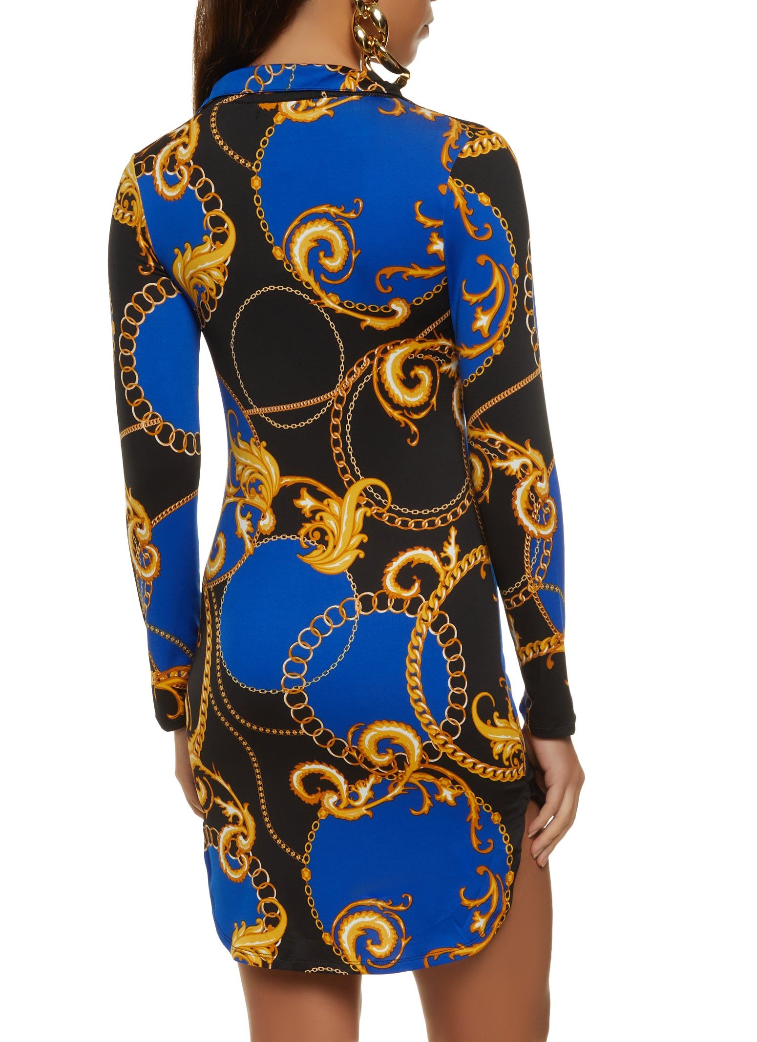 Status Print Button Front Mini Dress sold by Rainbow product image thumbnail 3