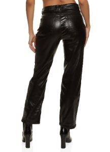 Faux Leather High Waist Straight Leg Pants sold by Rainbow