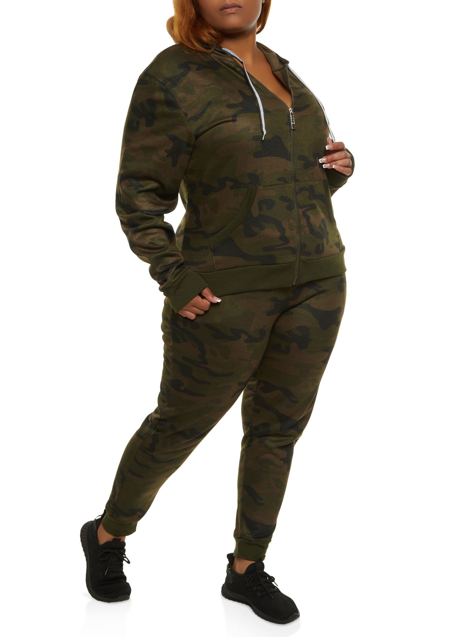 Plus Size Fleece Zip Front Hoodie sold by Rainbow product image thumbnail 2