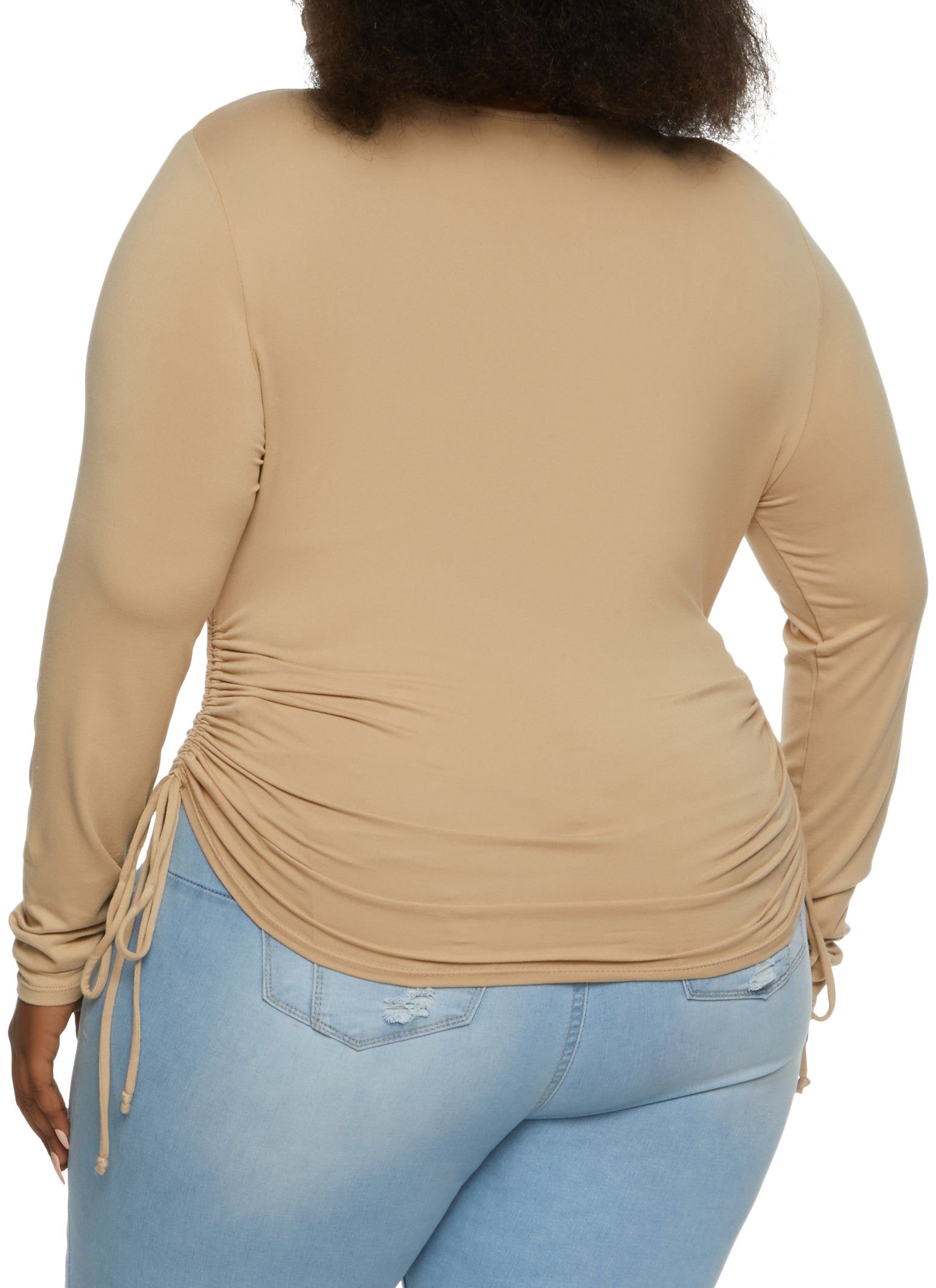 Plus Size Crew Neck Long Sleeve Ruched Top sold by Rainbow product image thumbnail 2