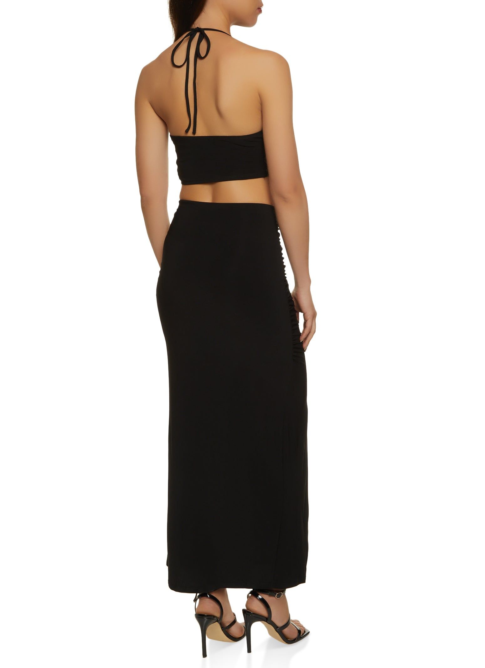 Cowl Neck Halter Crop Top and Skirt Set sold by Rainbow product image thumbnail 3