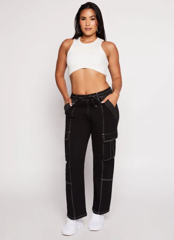 Almost Famous Contrast Stitch Cargo Pants sold by Rainbow