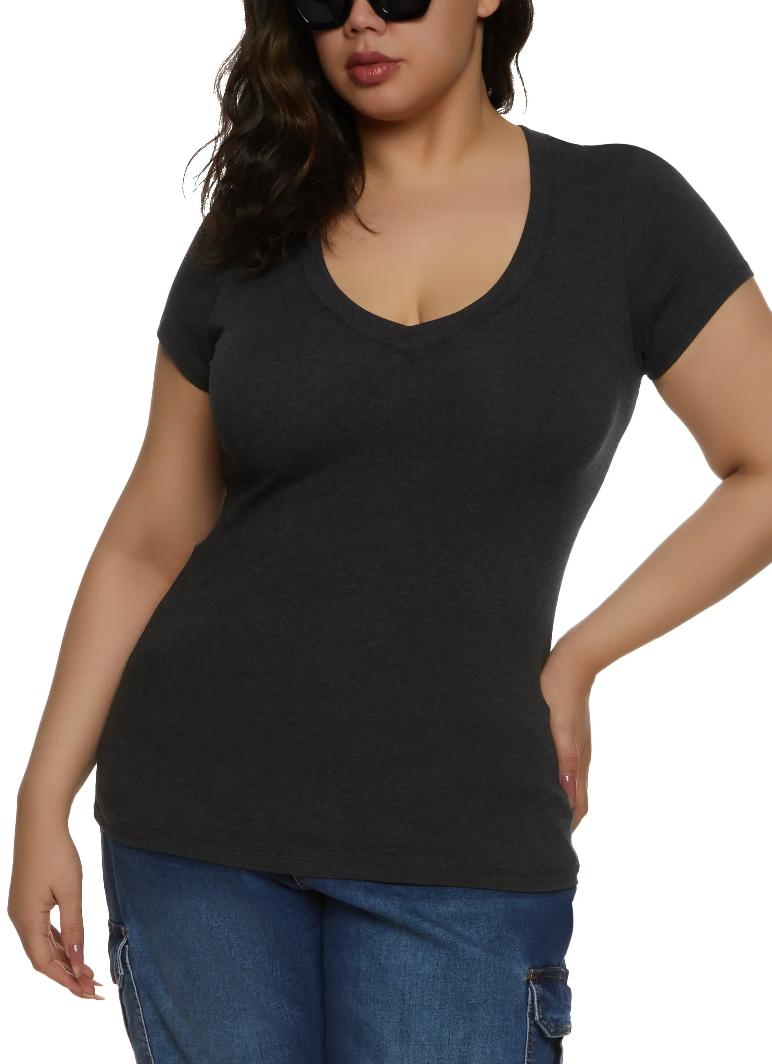 Plus Size V Neck Tee sold by Rainbow