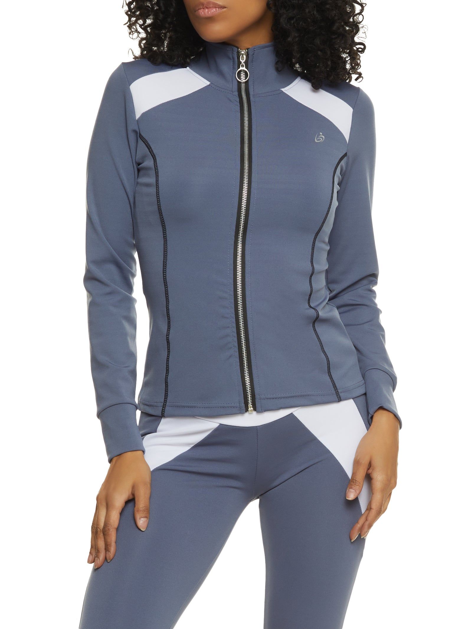 Color Block Mock Neck Track Jacket sold by Rainbow