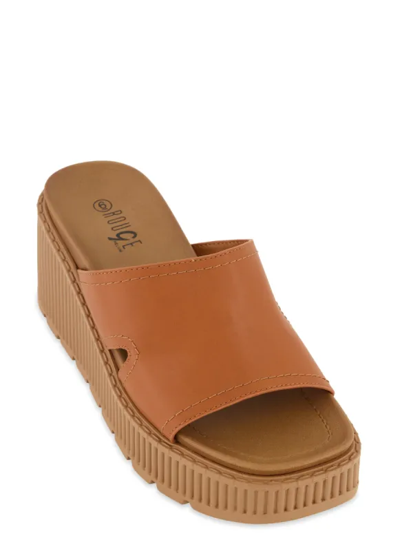 Single Band Slide Platform Wedge Sandals sold by Rainbow