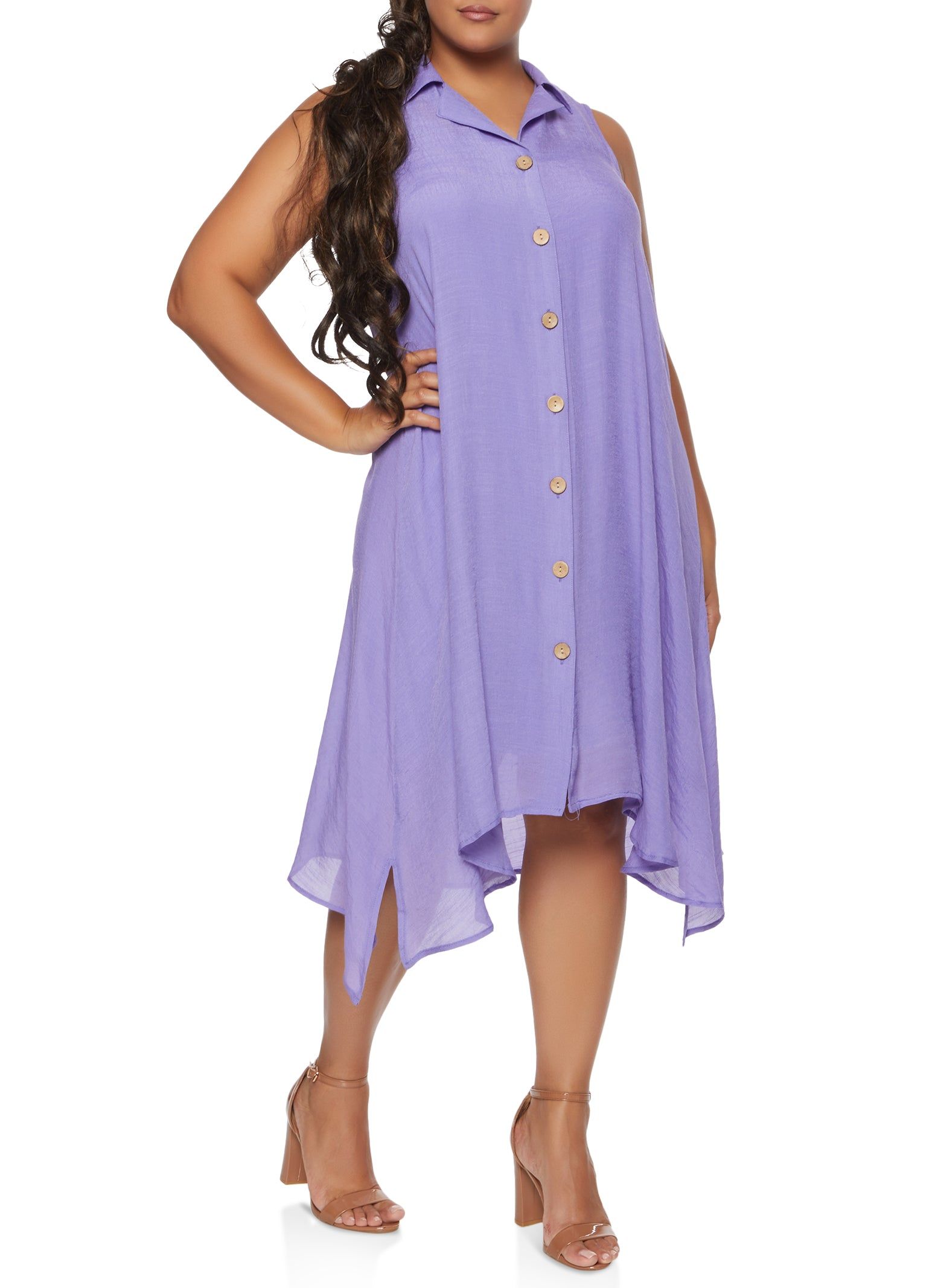 Plus Size Gauze Knit Sleeveless Shirt Dress sold by Rainbow product image thumbnail 2