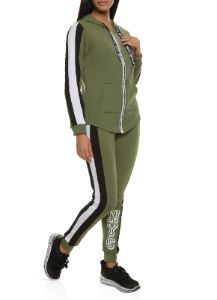 Striped Zip Front Hooded Track Jacket sold by Rainbow