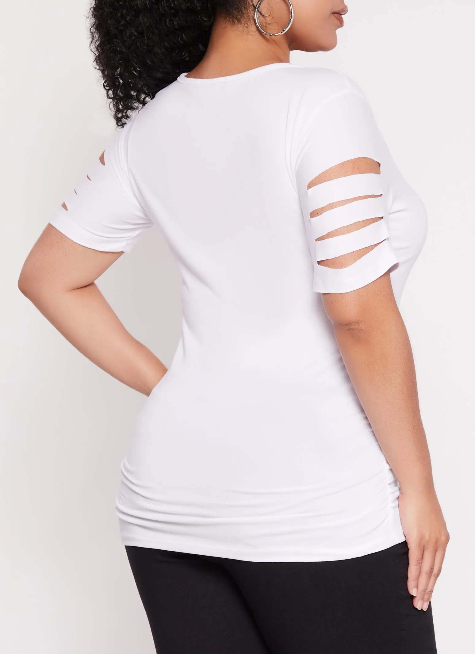 Plus Size Laser Cut Ruched T Shirt sold by Rainbow product image thumbnail 3