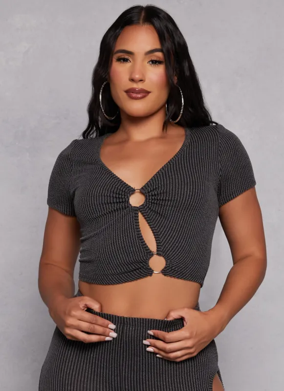 O Ring Keyhole Crop Top sold by Rainbow