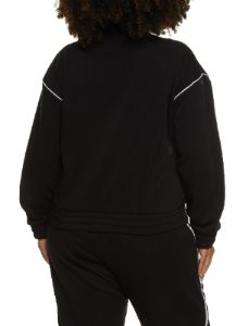 Plus Size Zip Neck Contrast Piping Track Jacket sold by Rainbow