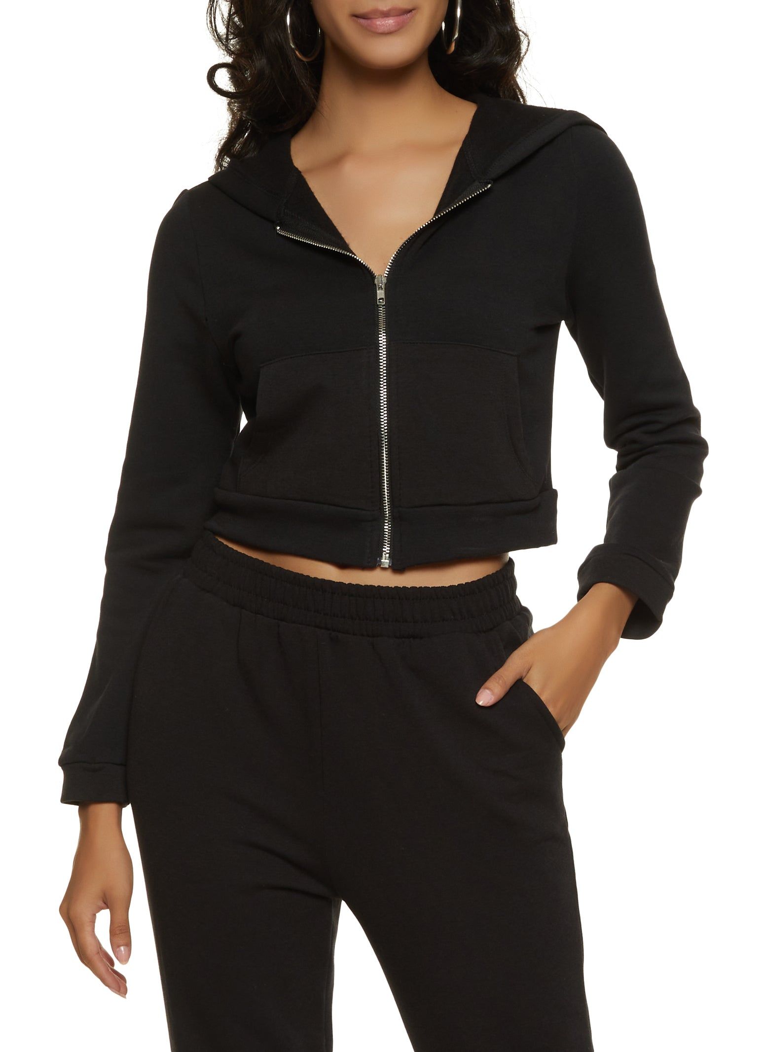 Cropped Zip Front Hoodie sold by Rainbow