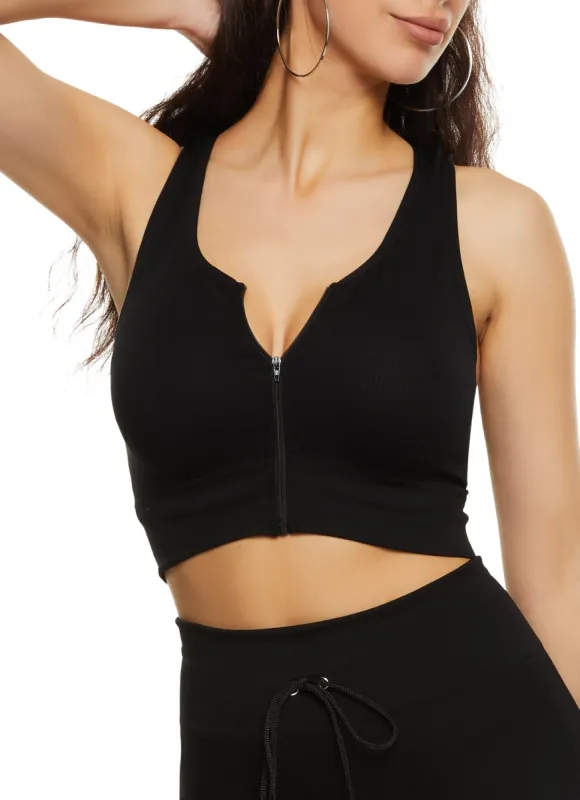 Seamless Ribbed Zip Front Tank Top sold by Rainbow