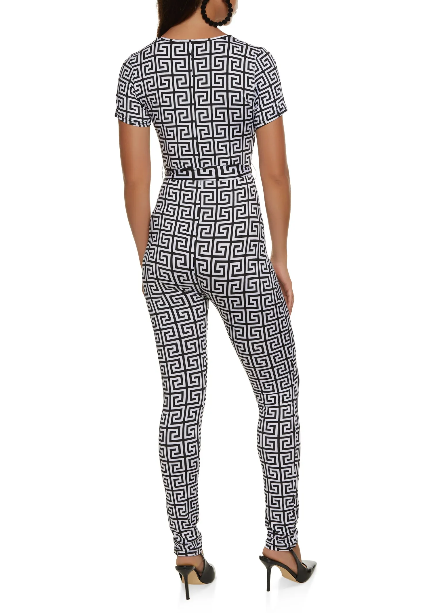 Geometric Print Tie Waist Belted Jumpsuit sold by Rainbow product image thumbnail 2