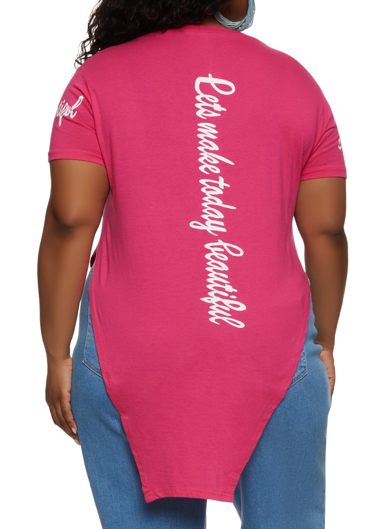 Plus Size Beautiful Sequin Hanky Hem Graphic Tee sold by Rainbow product image thumbnail 2