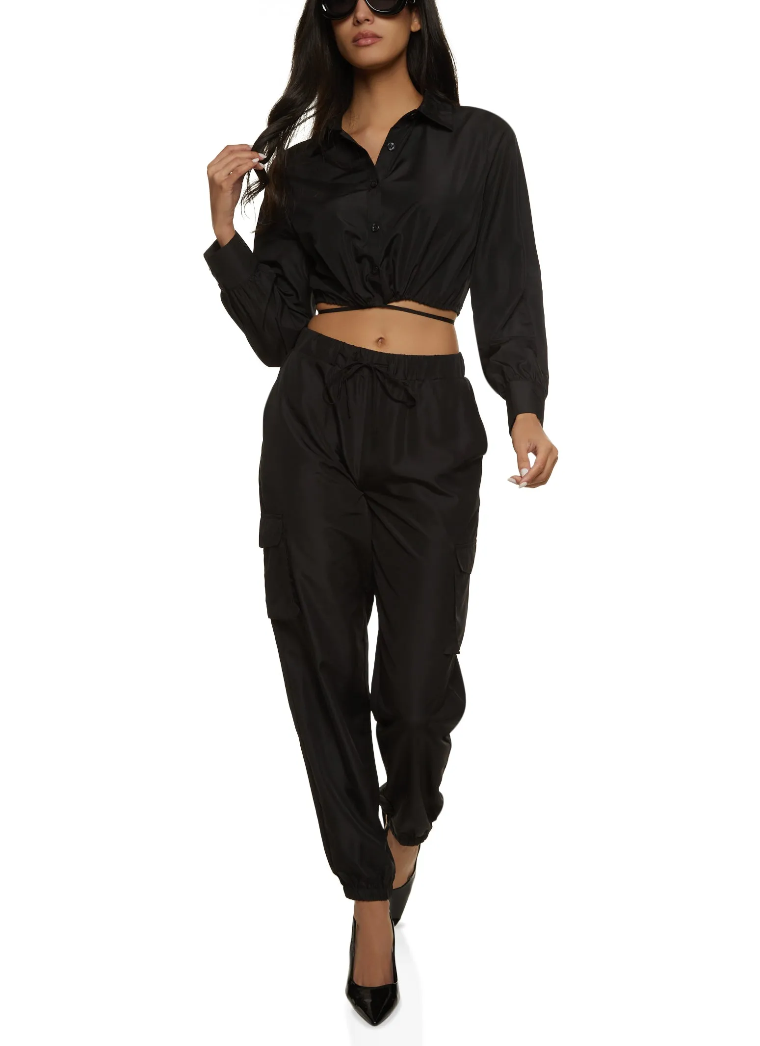 Nylon Tie Back Cropped Shirt sold by Rainbow product image thumbnail 2