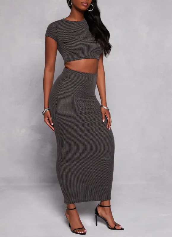 Ribbed High Waist Maxi Skirt sold by Rainbow
