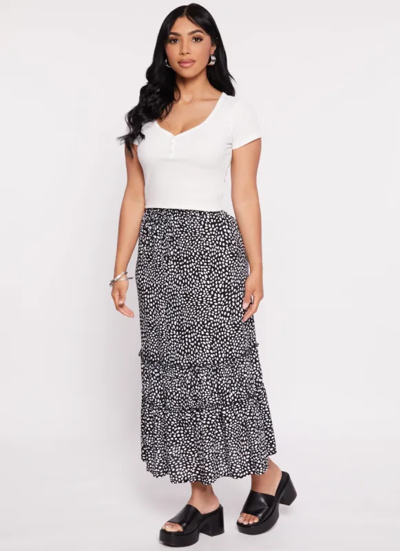 Tiered High Waist Maxi Skirt sold by Rainbow