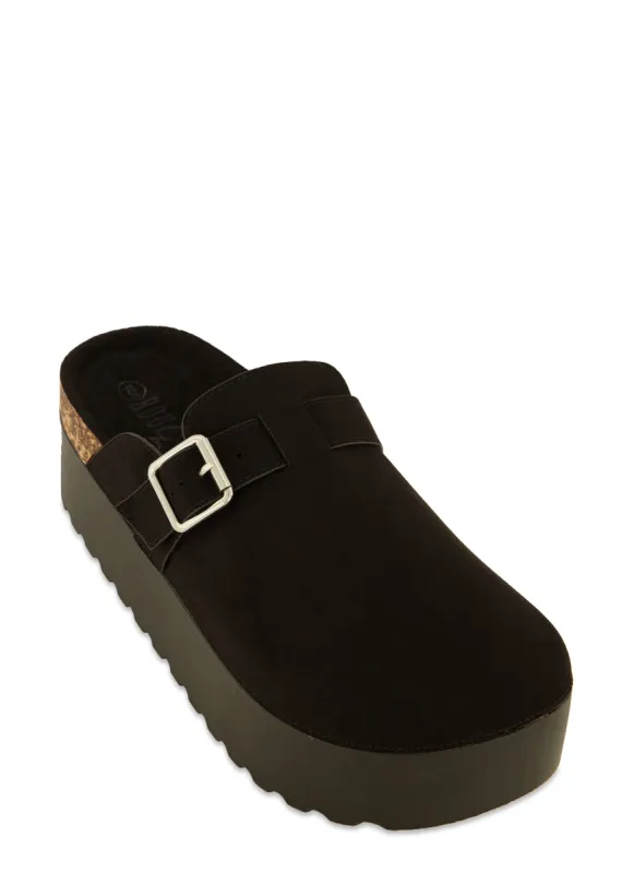 Buckle Detail Platform Clogs sold by Rainbow