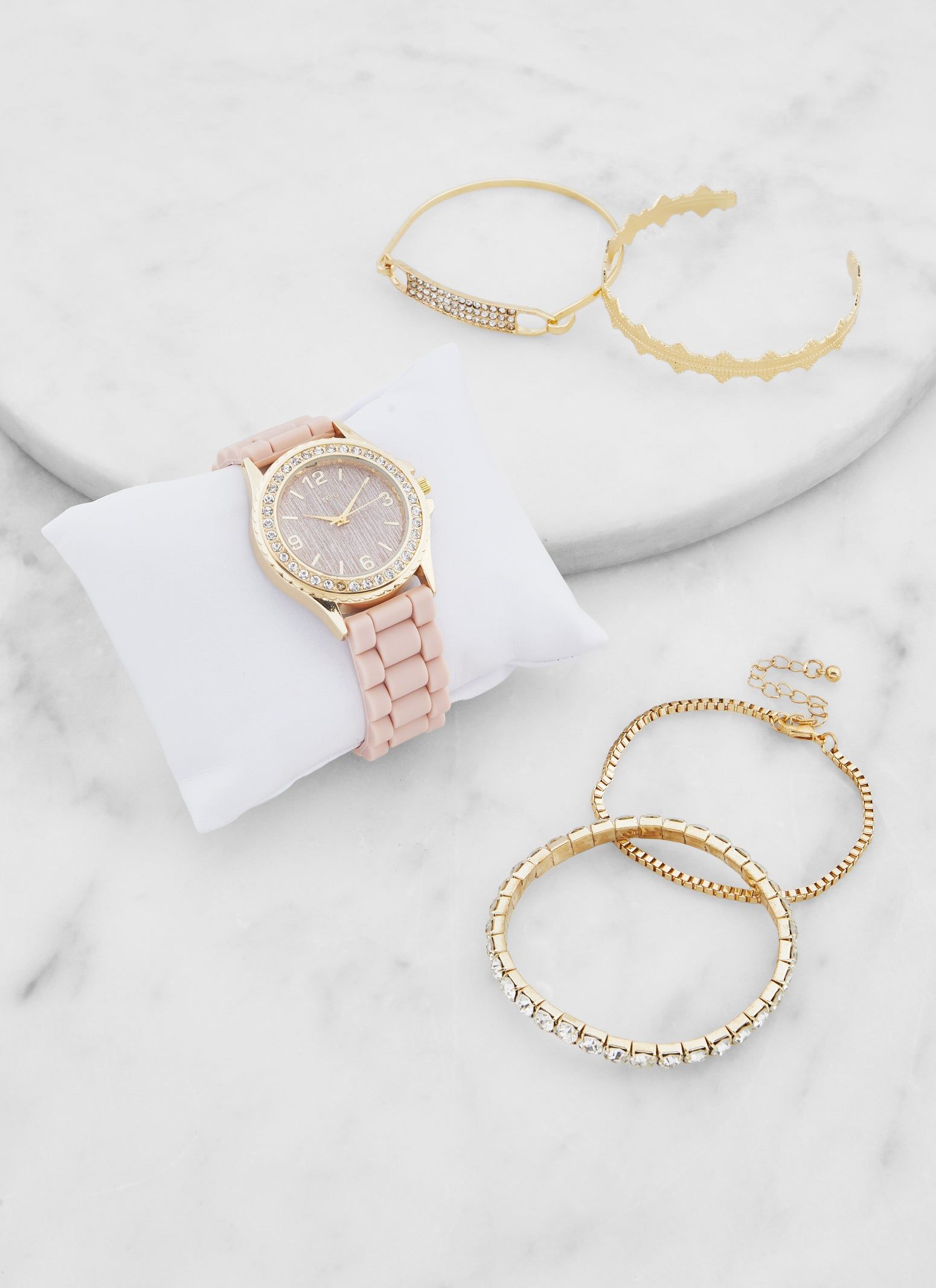 Rhinestone Trim Watch and Assorted Bracelet Set sold by Rainbow product image thumbnail 2