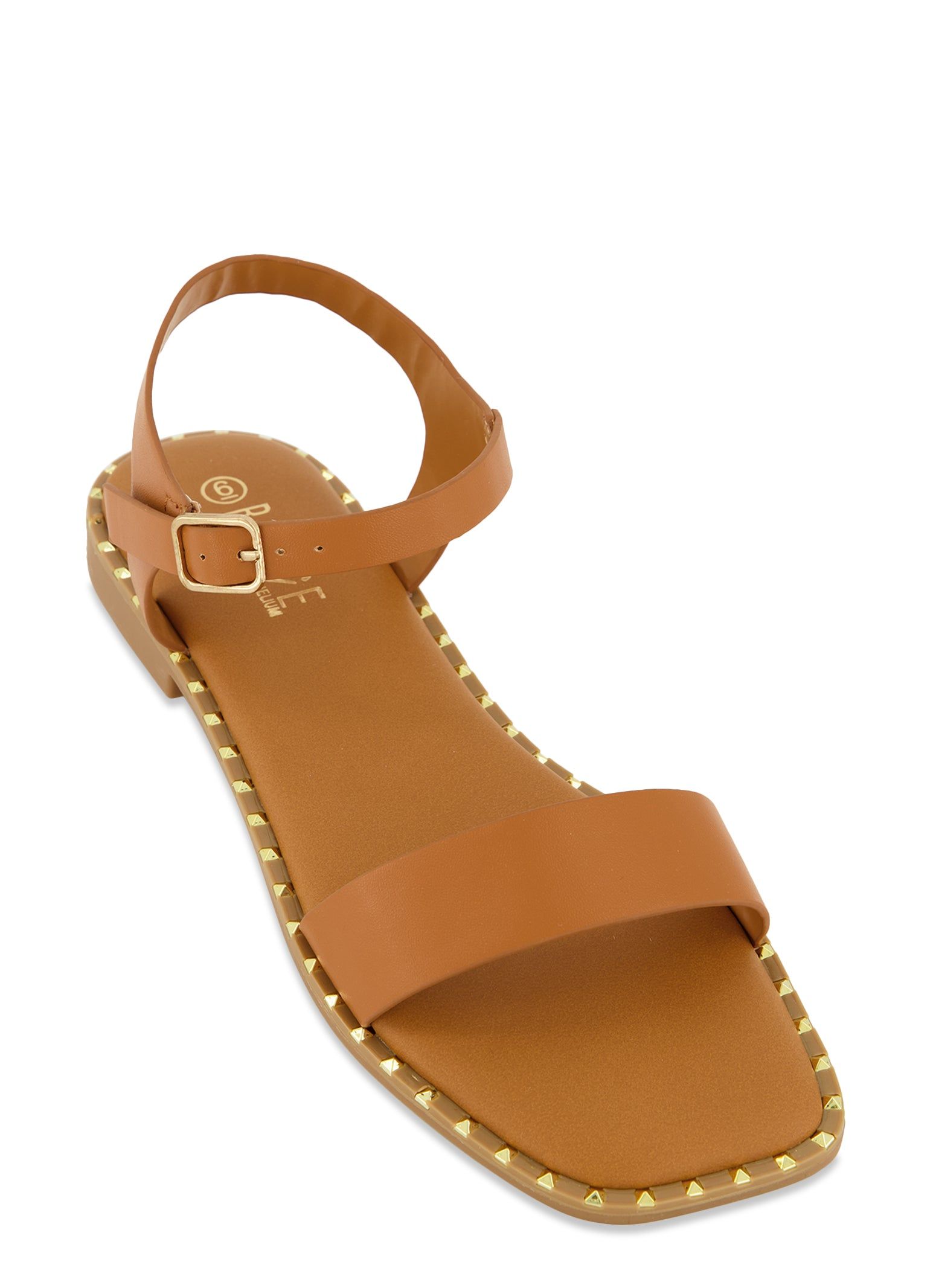 Square Toe Studded Trim Buckle Strap Sandals sold by Rainbow