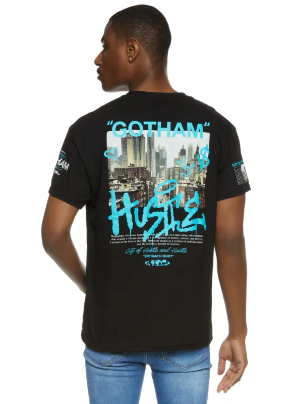 Mens Gotham City Hustle Graphic Tee sold by Rainbow