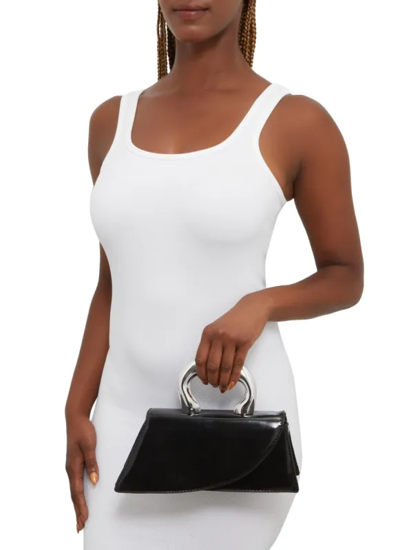 Asymmetrical Metallic Handle Crossbody Clutch Bag sold by Rainbow