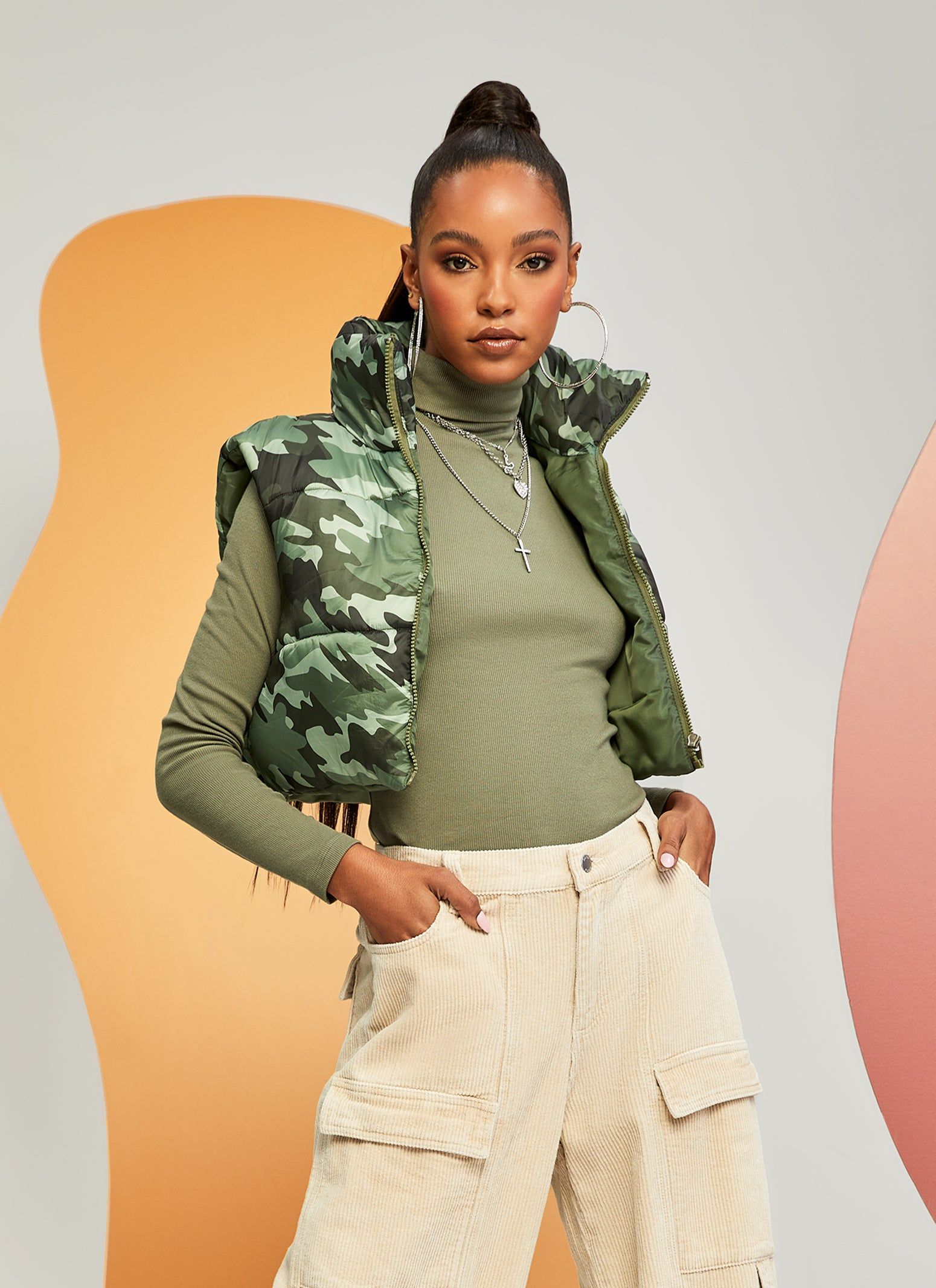 Nylon Camouflage Puffer Vest sold by Rainbow