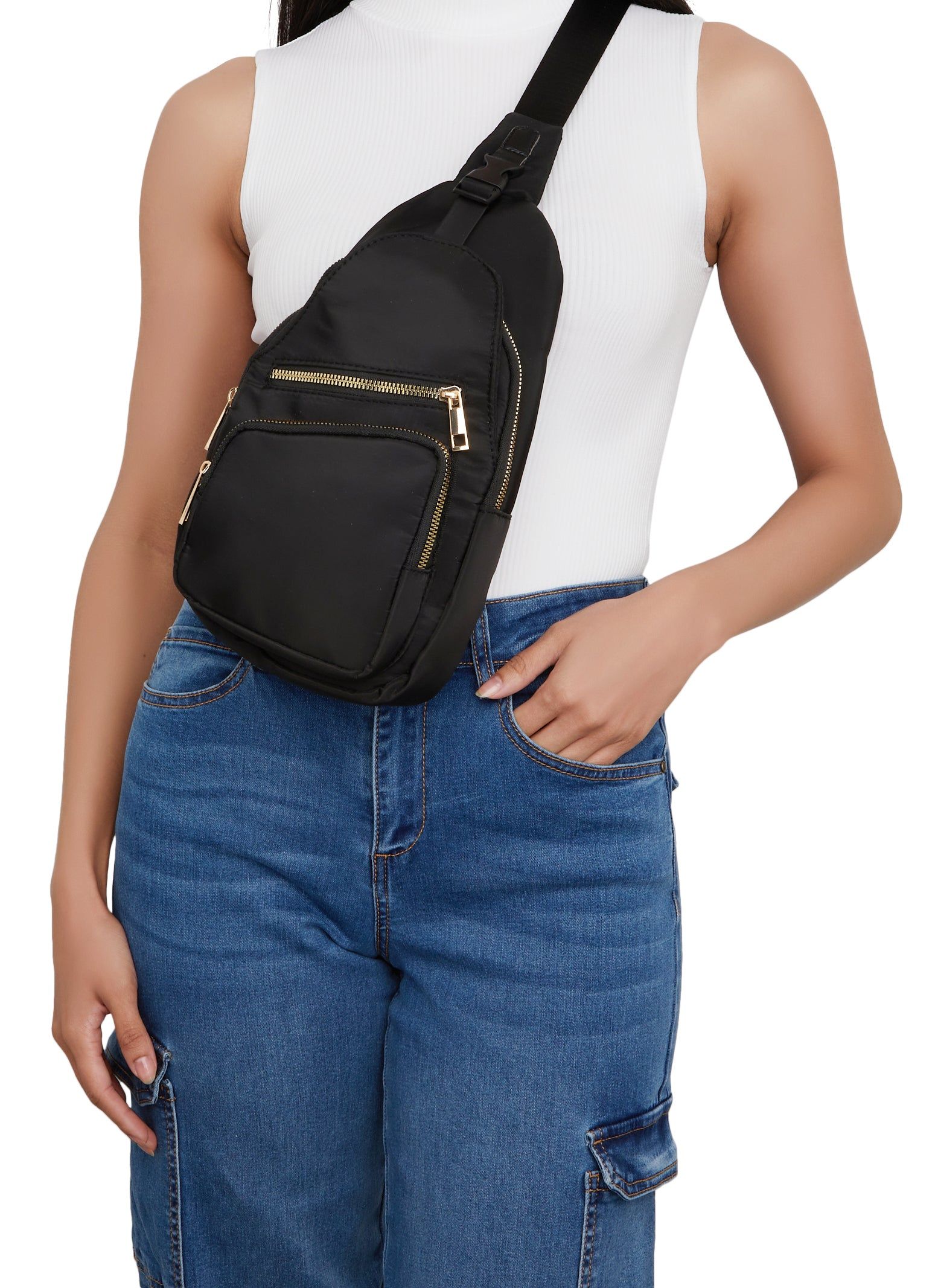 Nylon Zipper Pocket Sling Backpack sold by Rainbow