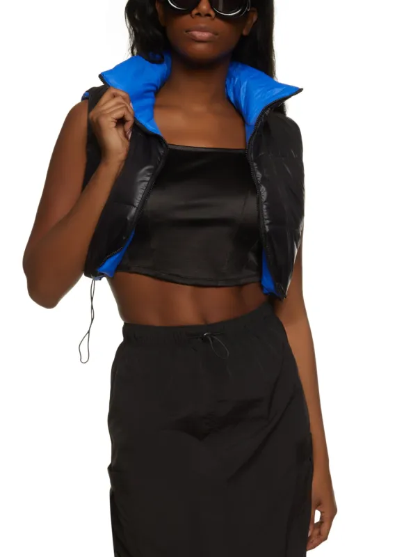 Drawstring Hem Cropped Puffer Vest sold by Rainbow
