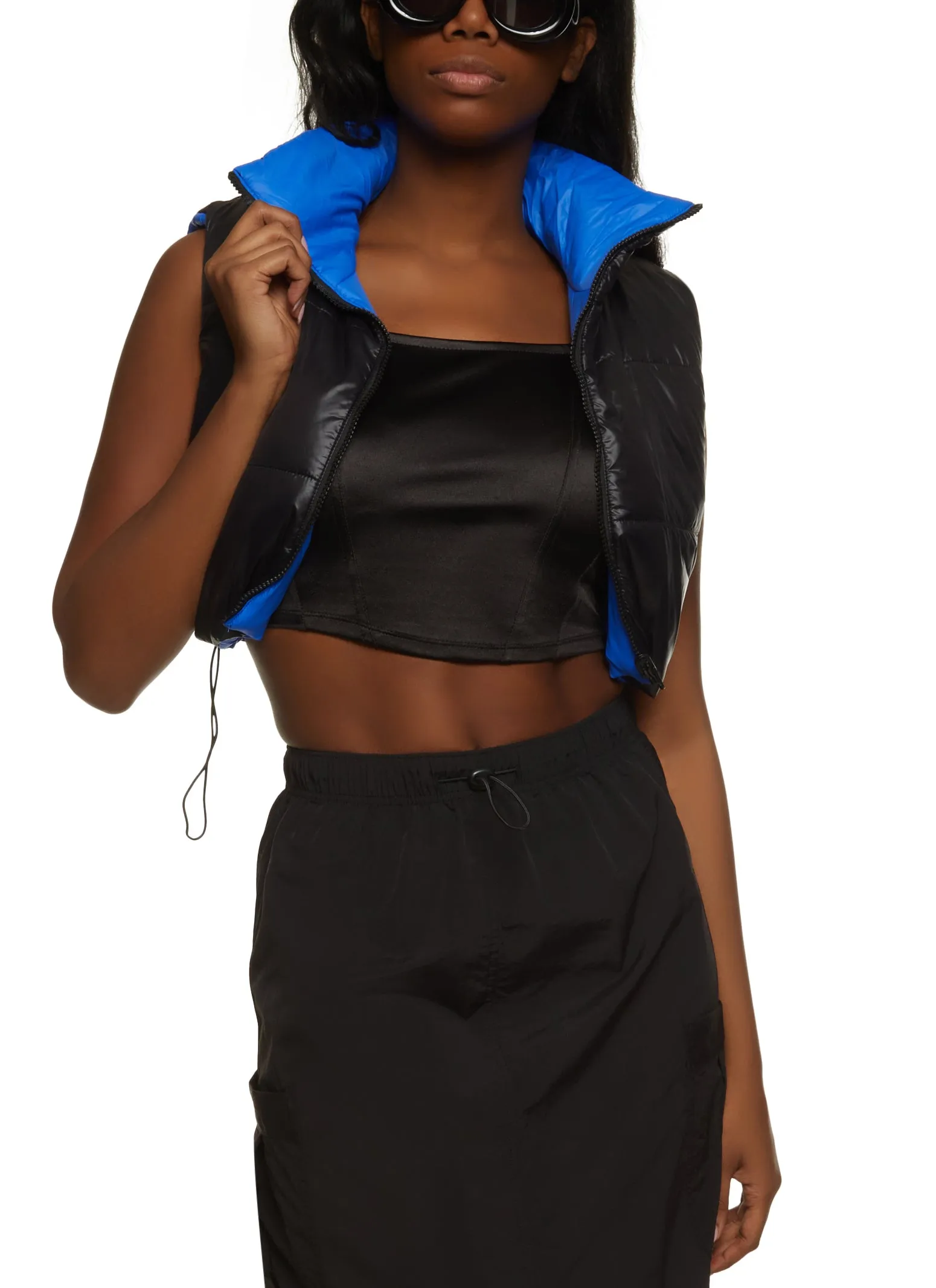 Drawstring Hem Cropped Puffer Vest sold by Rainbow