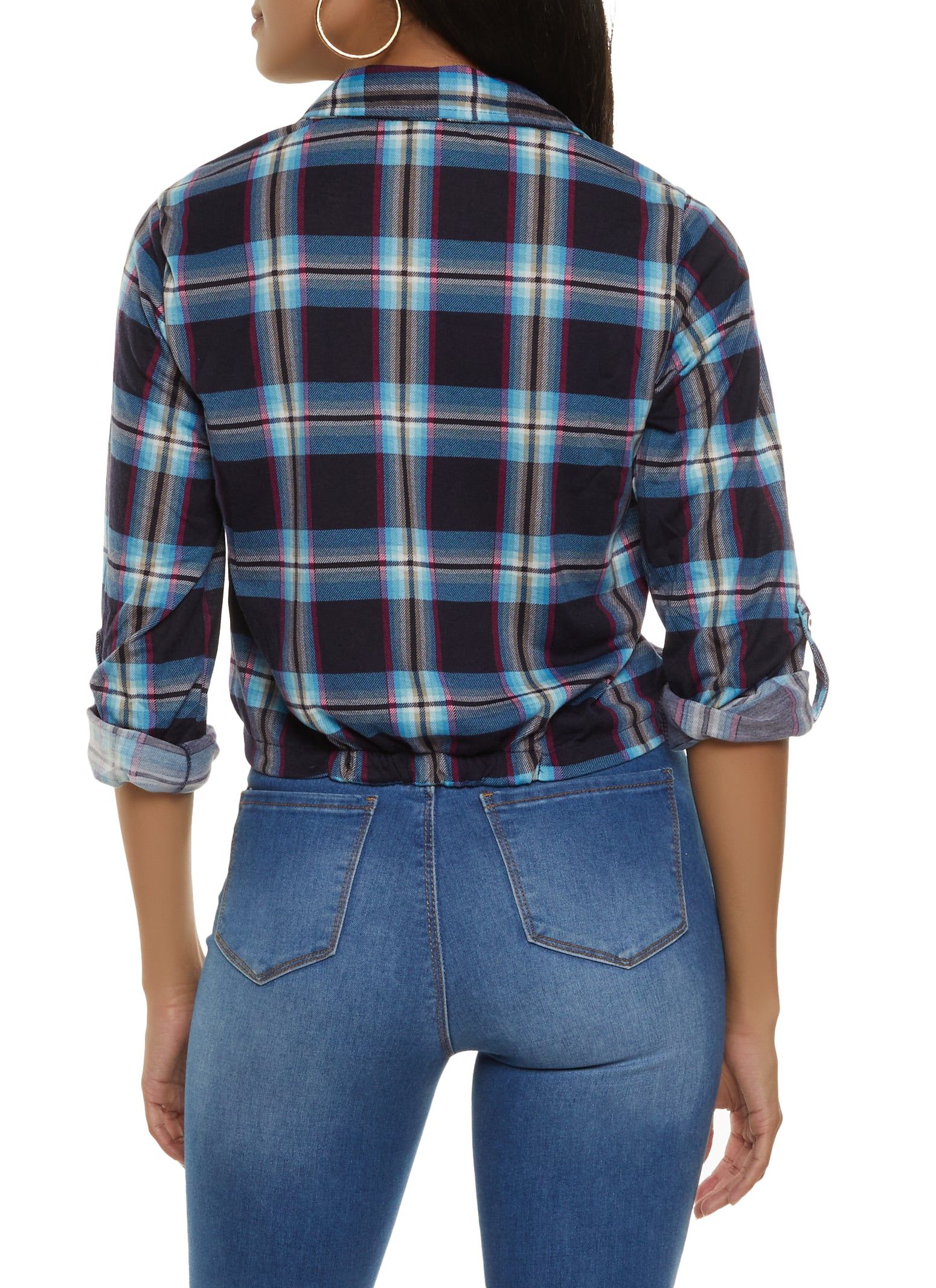 Button Front Tabbed Sleeve Tie Front Shirt sold by Rainbow product image thumbnail 2