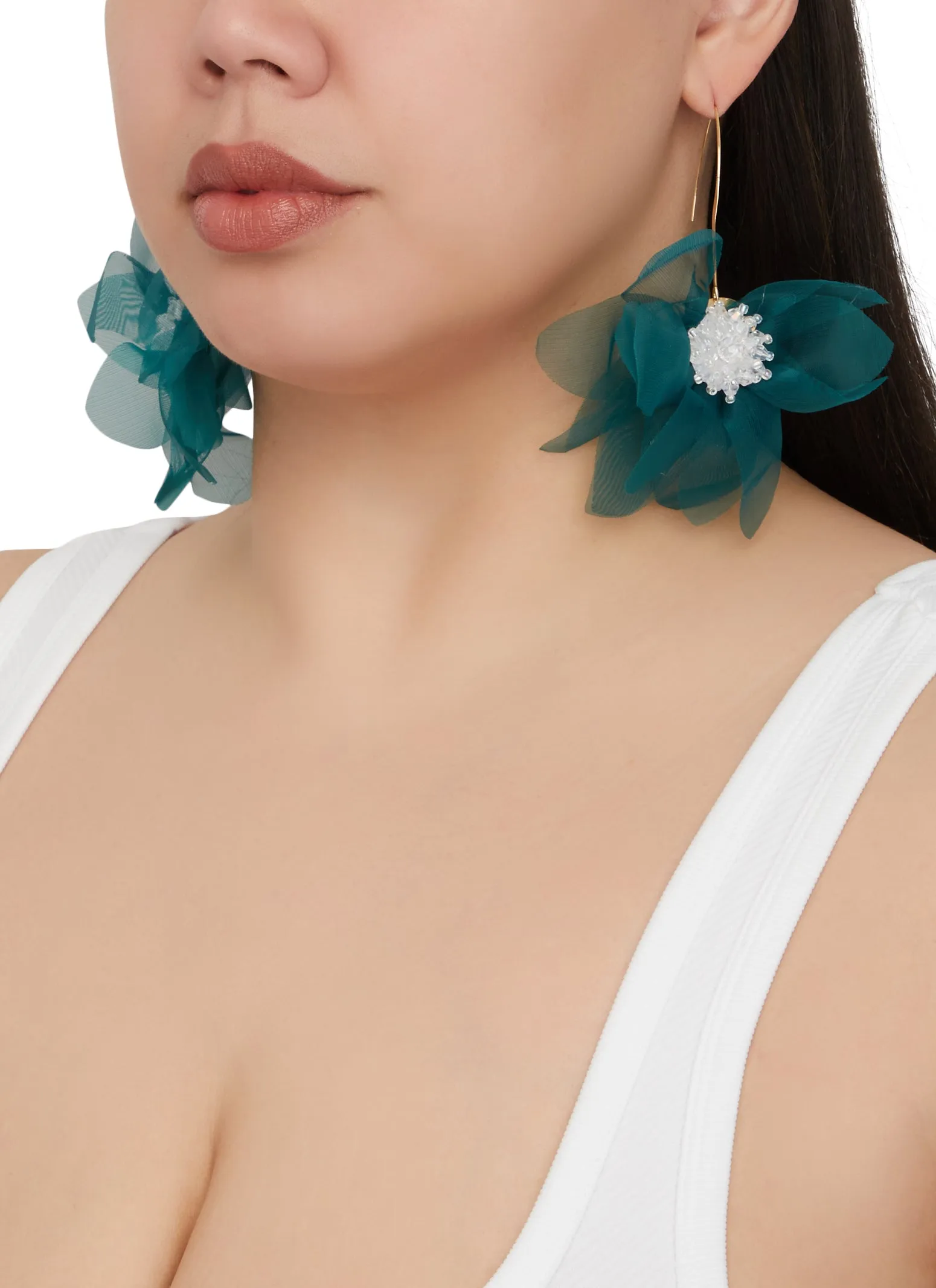 Mesh Floral Dangle Earrings sold by Rainbow