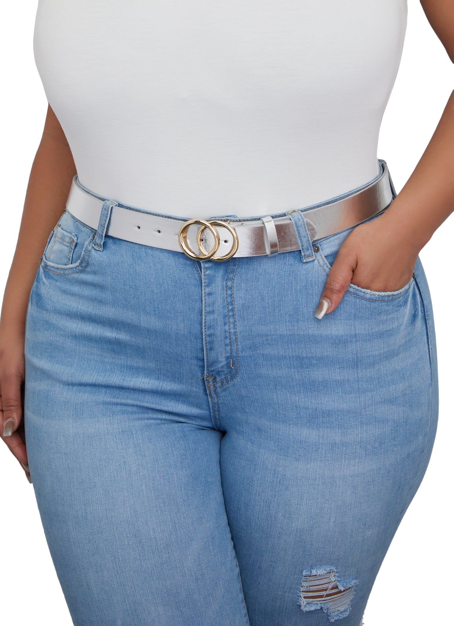 Plus Size Faux Leather Assorted Buckle Belt Duo sold by Rainbow product image thumbnail 2