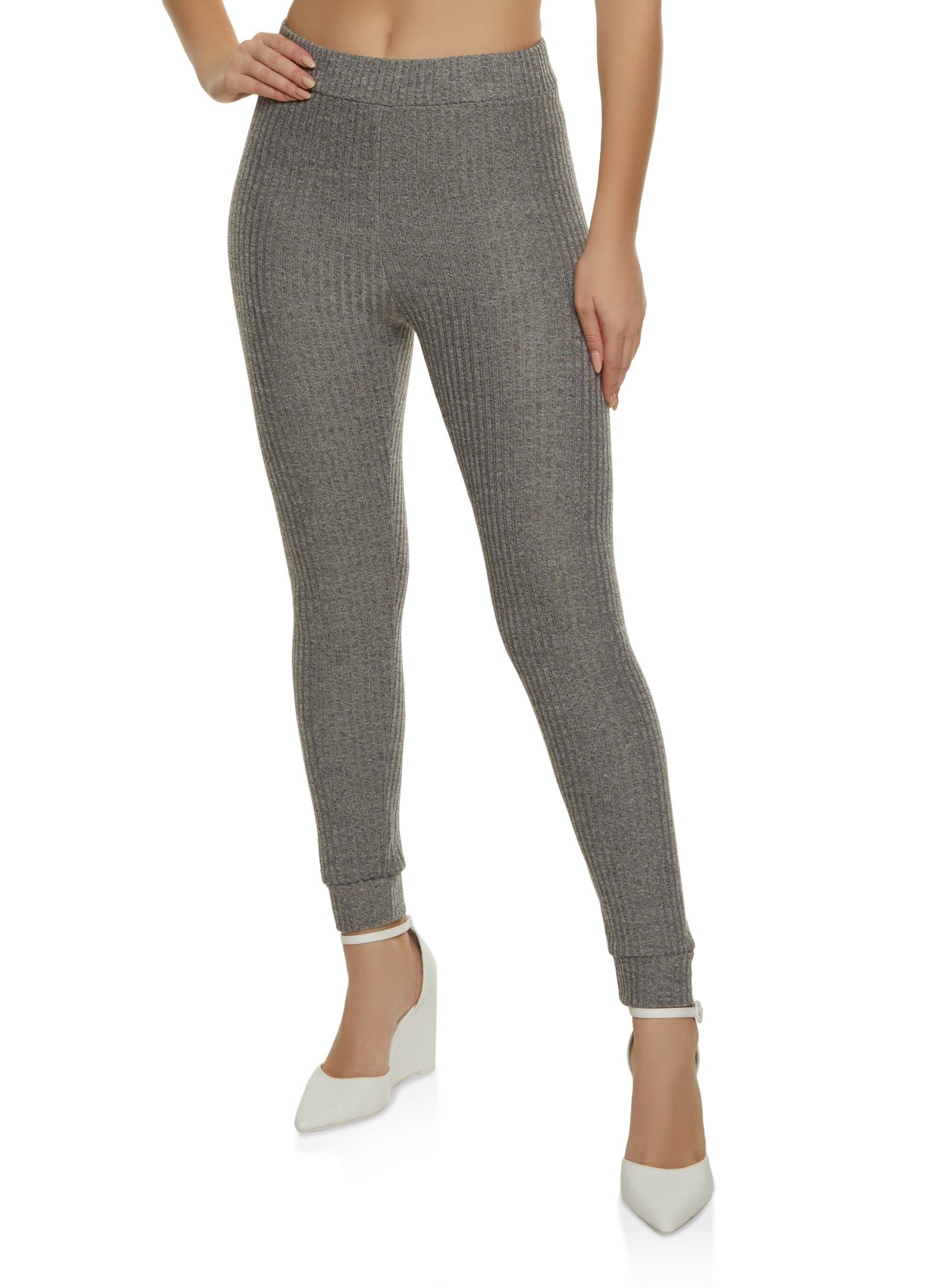 Ribbed Knit High Waist Joggers sold by Rainbow