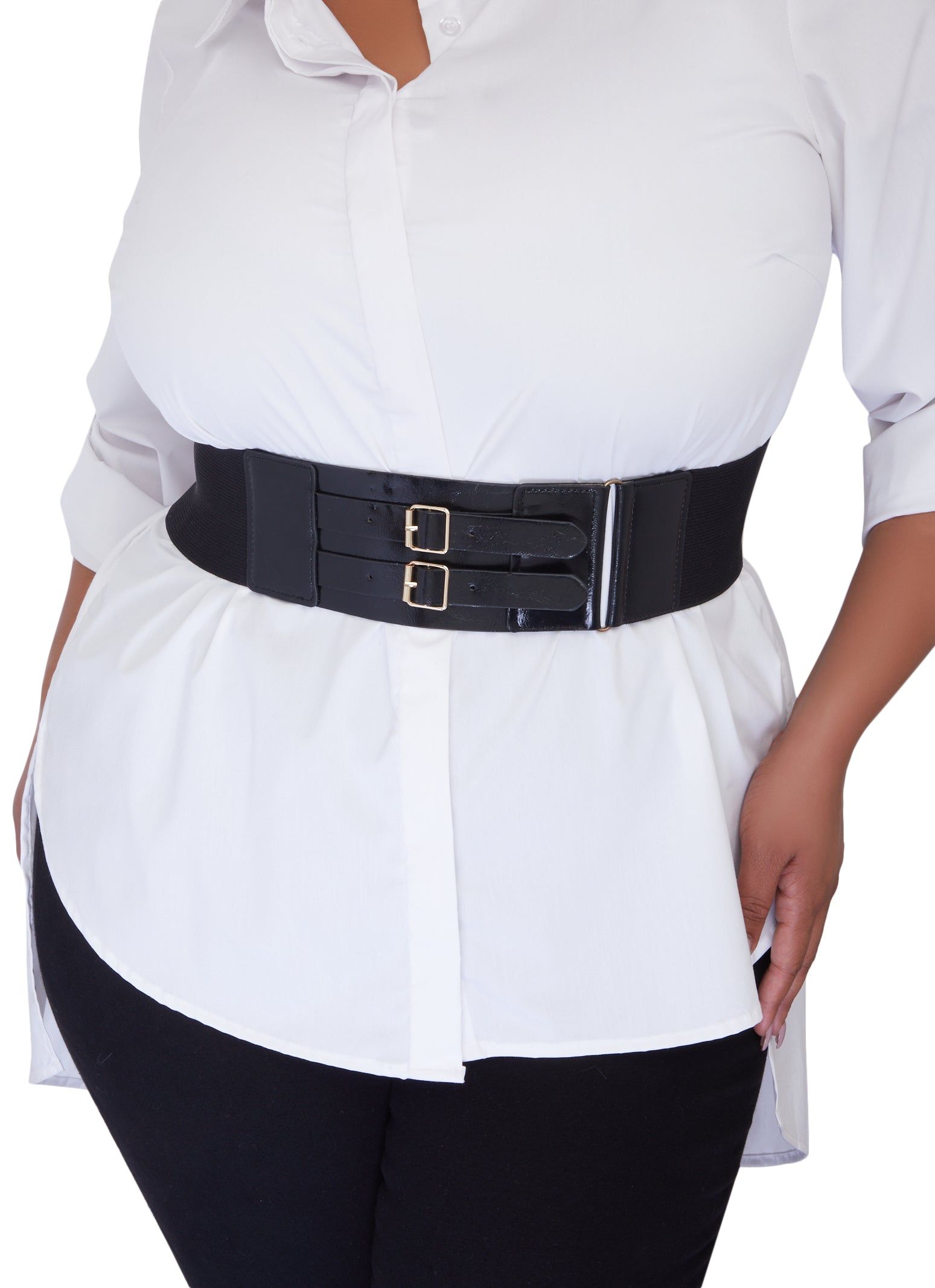 Plus Size Double Buckle Stretch Belt sold by Rainbow