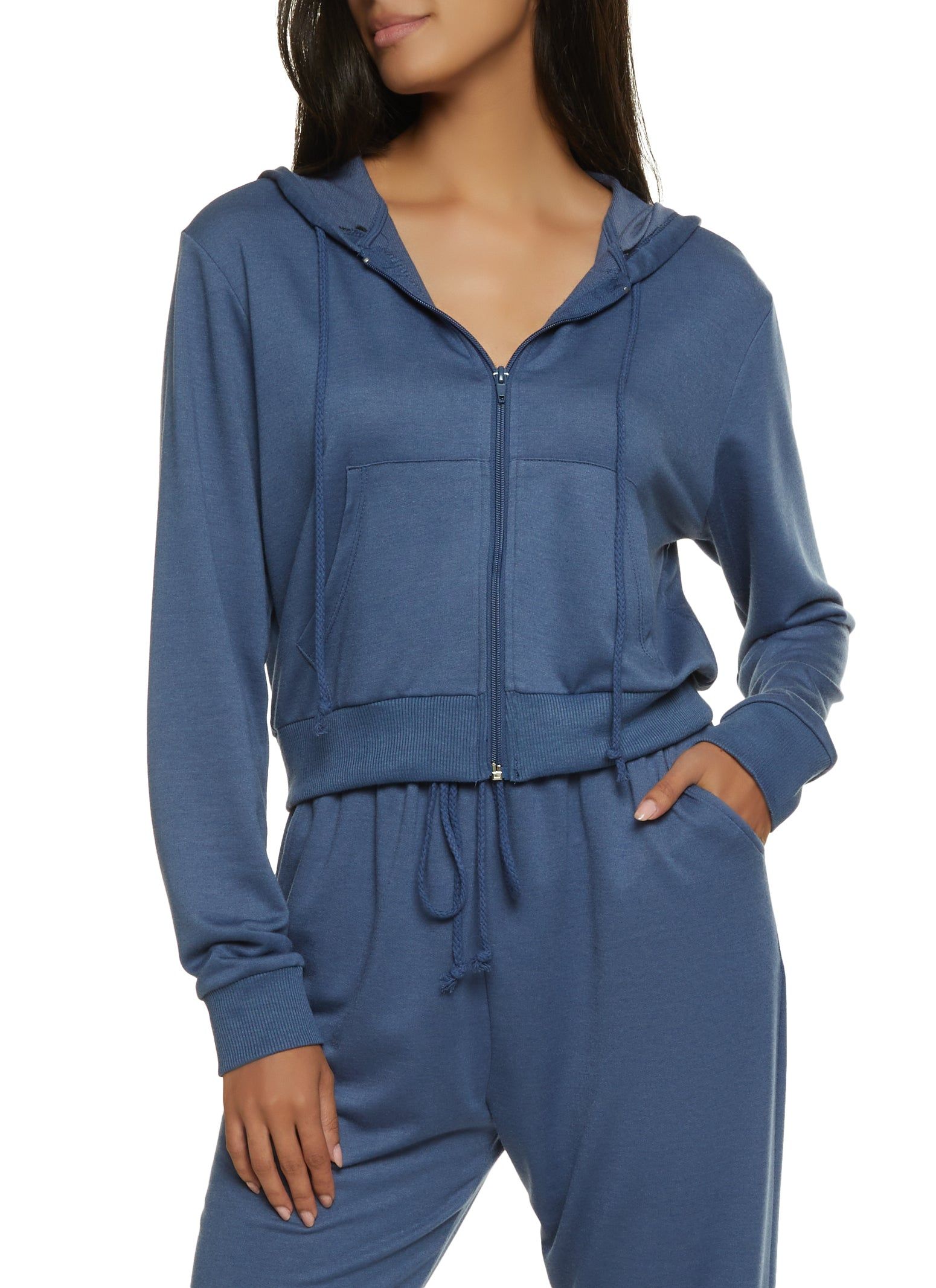 Solid French Terry Zip Front Hoodie sold by Rainbow