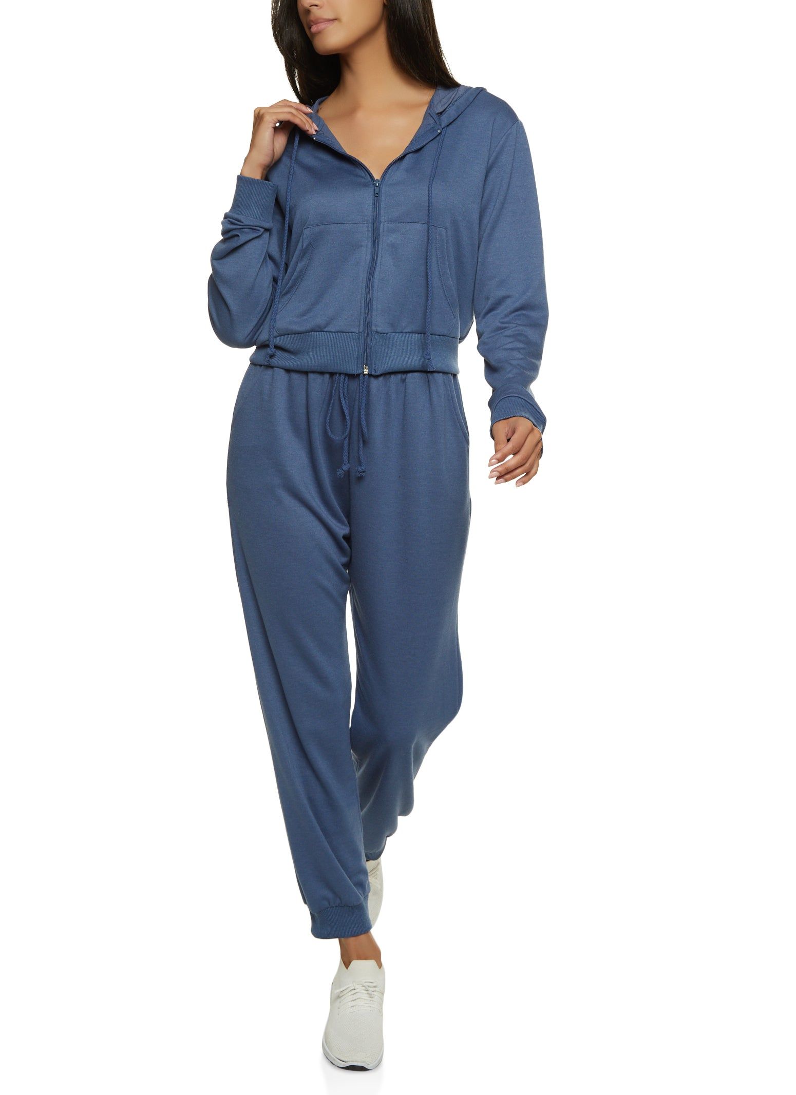 Solid French Terry Zip Front Hoodie sold by Rainbow product image thumbnail 2